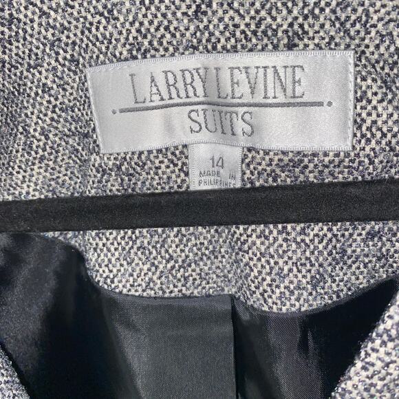 Larry Levine Vintage Black White Tweed 2-Button Long Blazer Jacket Women's 14 - Picture 5 of 7